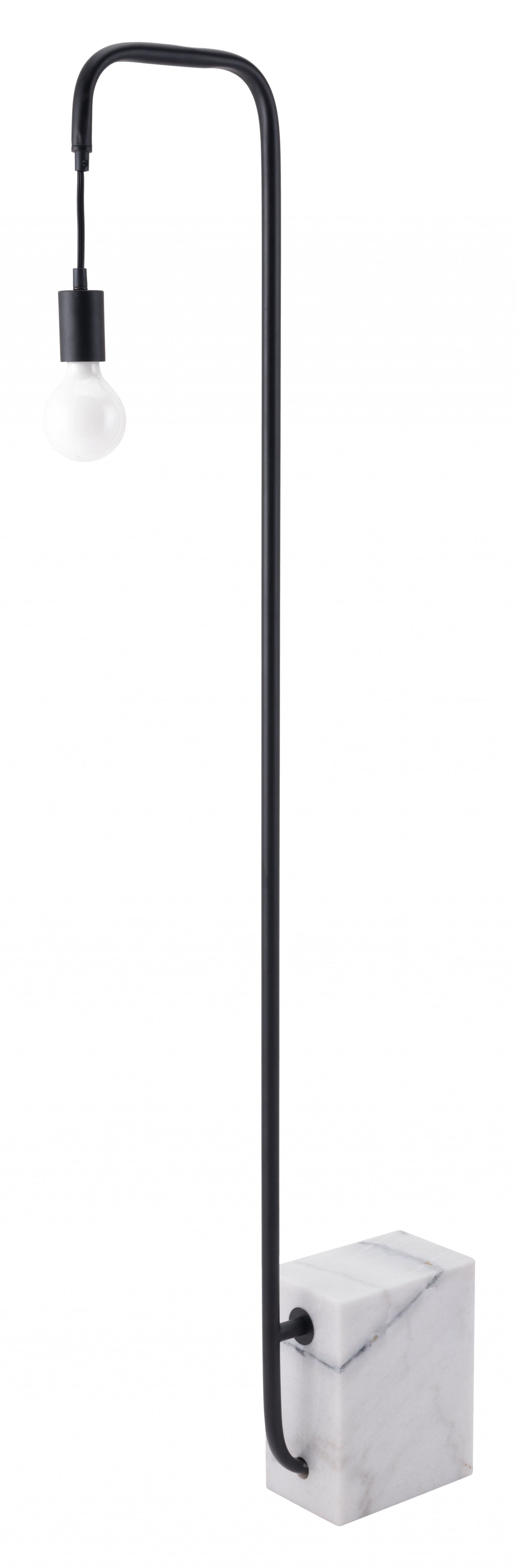 Black And White Marble And Steel LED Floor Lamp By Homeroots | Floor Lamps | Modishstore - 8