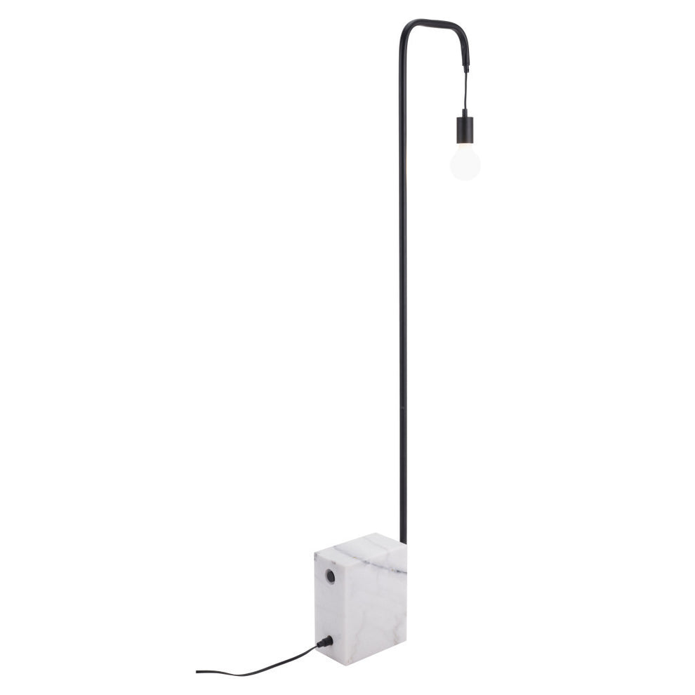 Black And White Marble And Steel LED Floor Lamp By Homeroots | Floor Lamps | Modishstore - 3