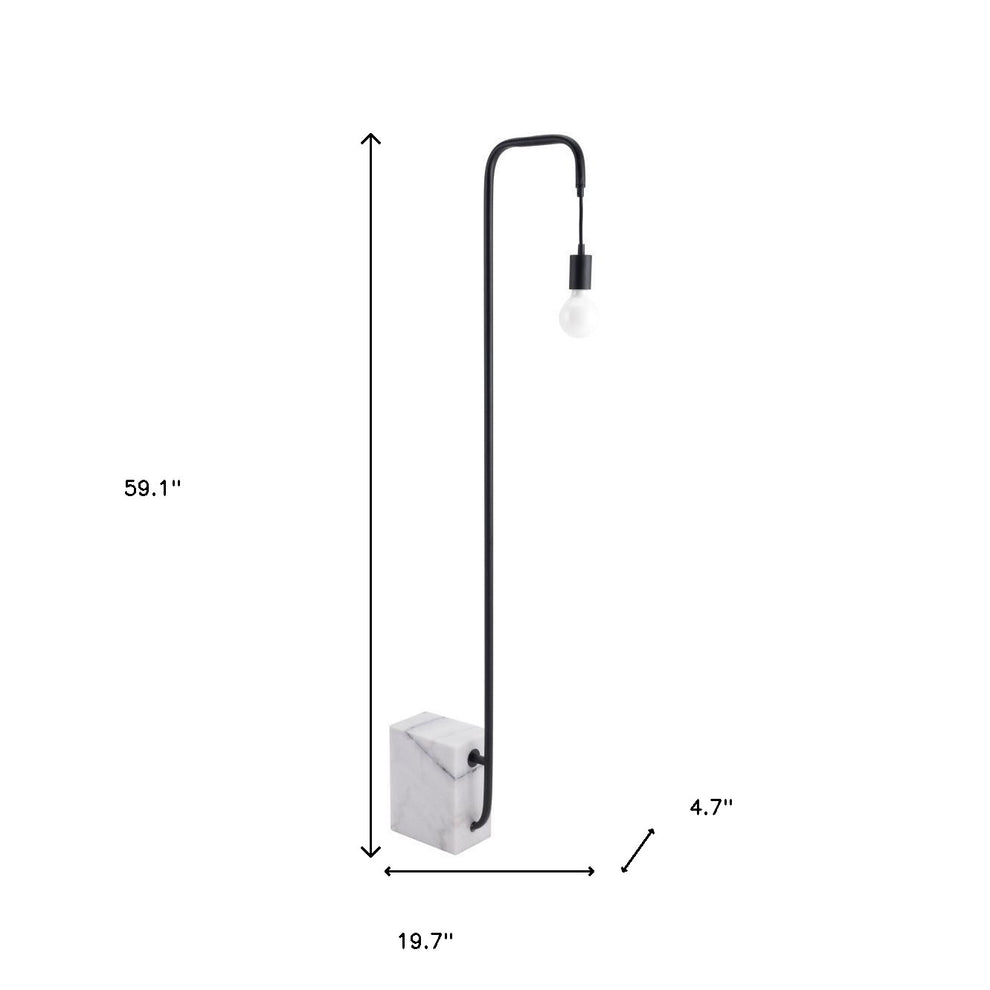 Black And White Marble And Steel LED Floor Lamp By Homeroots | Floor Lamps | Modishstore - 7