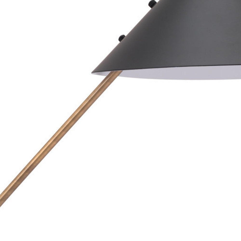 White Metal Bedside Table Lamp With Black Cone Shade By Homeroots | Table Lamps | Modishstore - 3