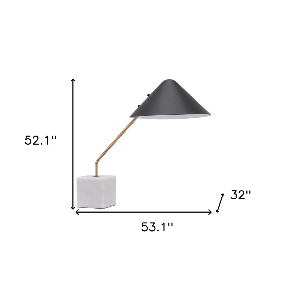White Metal Bedside Table Lamp With Black Cone Shade By Homeroots | Table Lamps | Modishstore - 4
