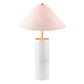 White Metal Bedside Table Lamp With Beige Empire Shade By Homeroots | Table Lamps | Modishstore - 3