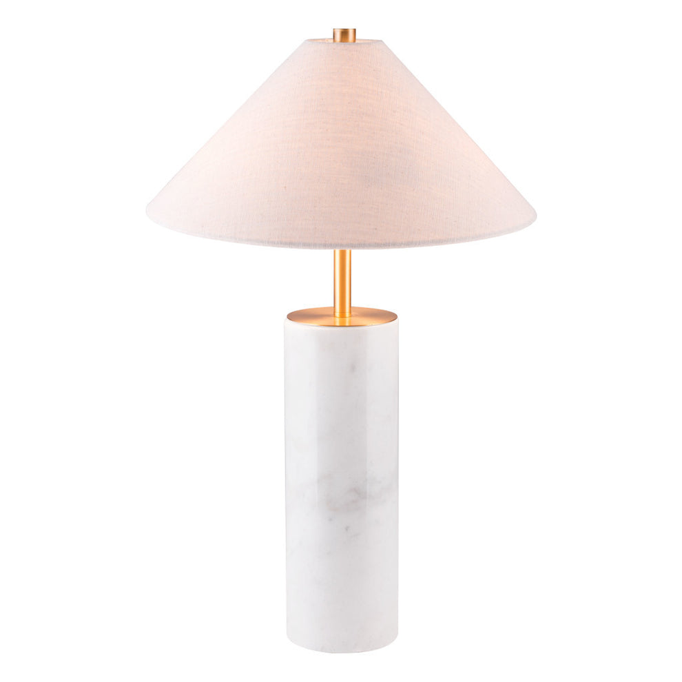 White Metal Bedside Table Lamp With Beige Empire Shade By Homeroots | Table Lamps | Modishstore - 3