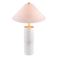 White Metal Bedside Table Lamp With Beige Empire Shade By Homeroots | Table Lamps | Modishstore - 4