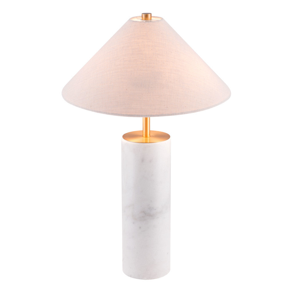 White Metal Bedside Table Lamp With Beige Empire Shade By Homeroots | Table Lamps | Modishstore - 4