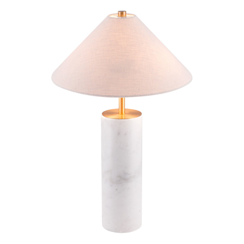White Metal Bedside Table Lamp With Beige Empire Shade By Homeroots | Table Lamps | Modishstore - 4