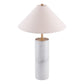 White Metal Bedside Table Lamp With Beige Empire Shade By Homeroots | Table Lamps | Modishstore - 5