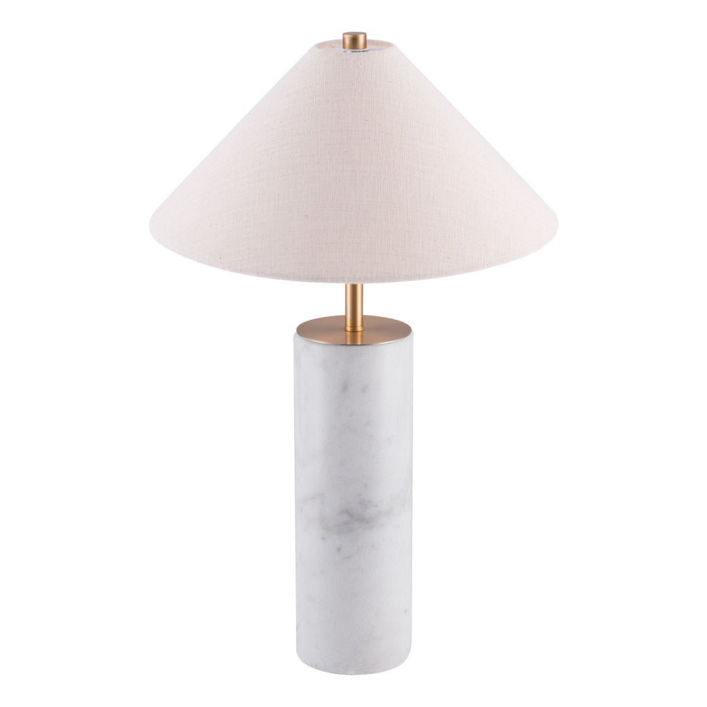 White Metal Bedside Table Lamp With Beige Empire Shade By Homeroots | Table Lamps | Modishstore - 5