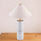 White Metal Bedside Table Lamp With Beige Empire Shade By Homeroots | Table Lamps | Modishstore - 1