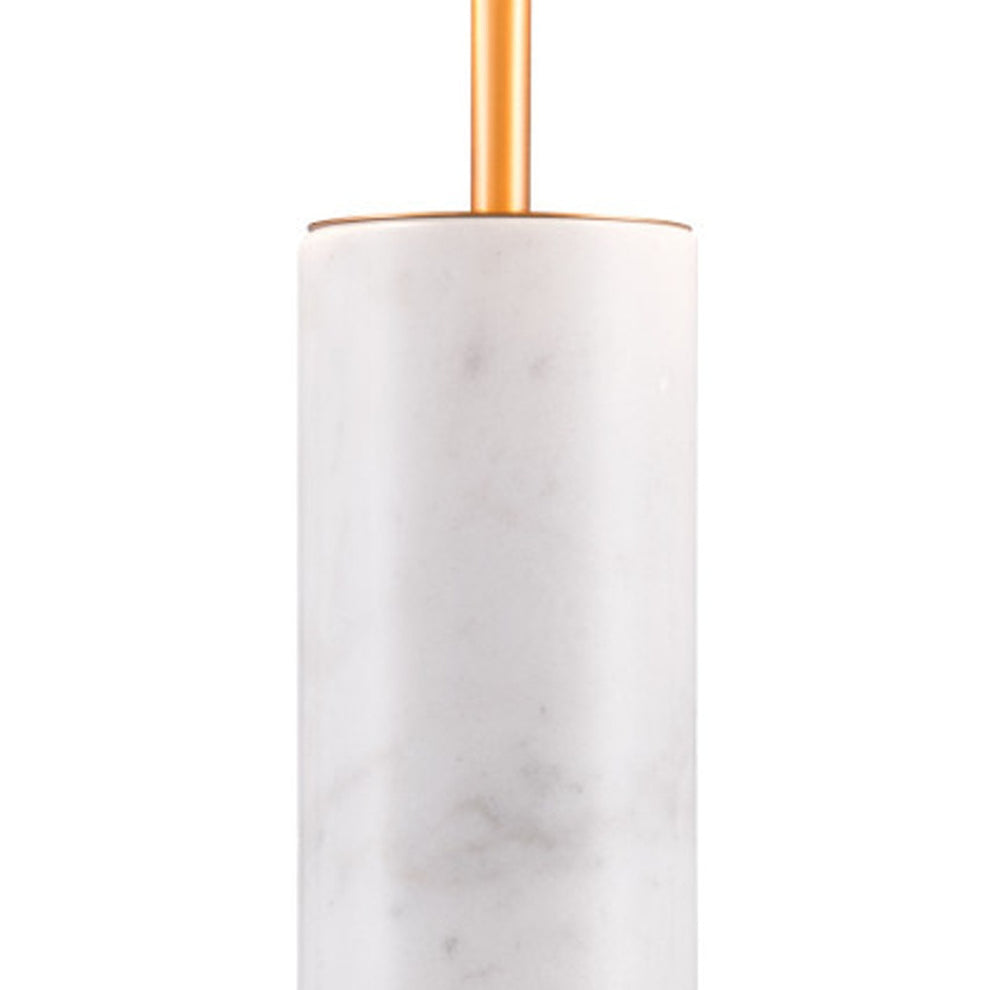 White Metal Bedside Table Lamp With Beige Empire Shade By Homeroots | Table Lamps | Modishstore - 2