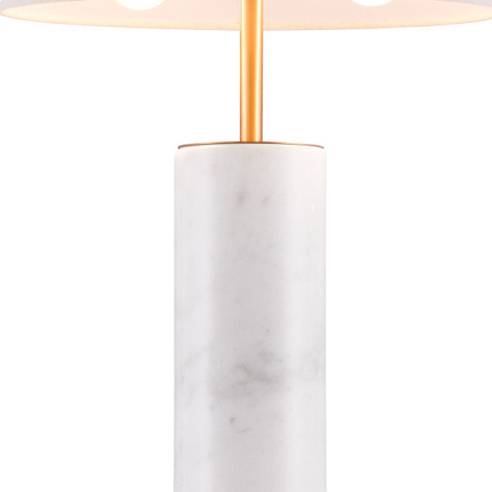 White Metal Bedside Table Lamp With Beige Empire Shade By Homeroots | Table Lamps | Modishstore - 8