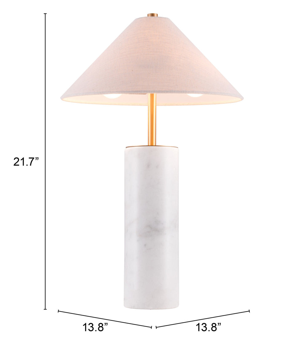 White Metal Bedside Table Lamp With Beige Empire Shade By Homeroots | Table Lamps | Modishstore - 7