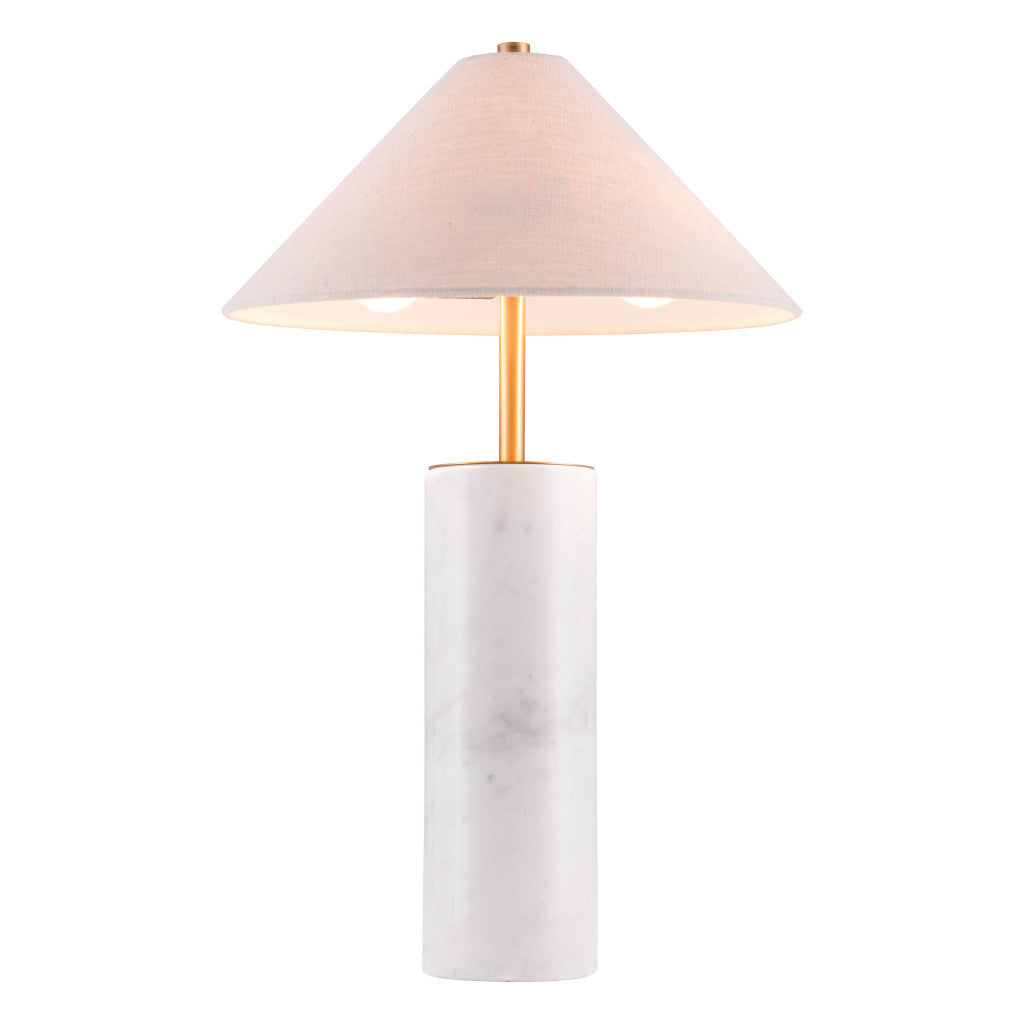 White Metal Bedside Table Lamp With Beige Empire Shade By Homeroots | Table Lamps | Modishstore - 6