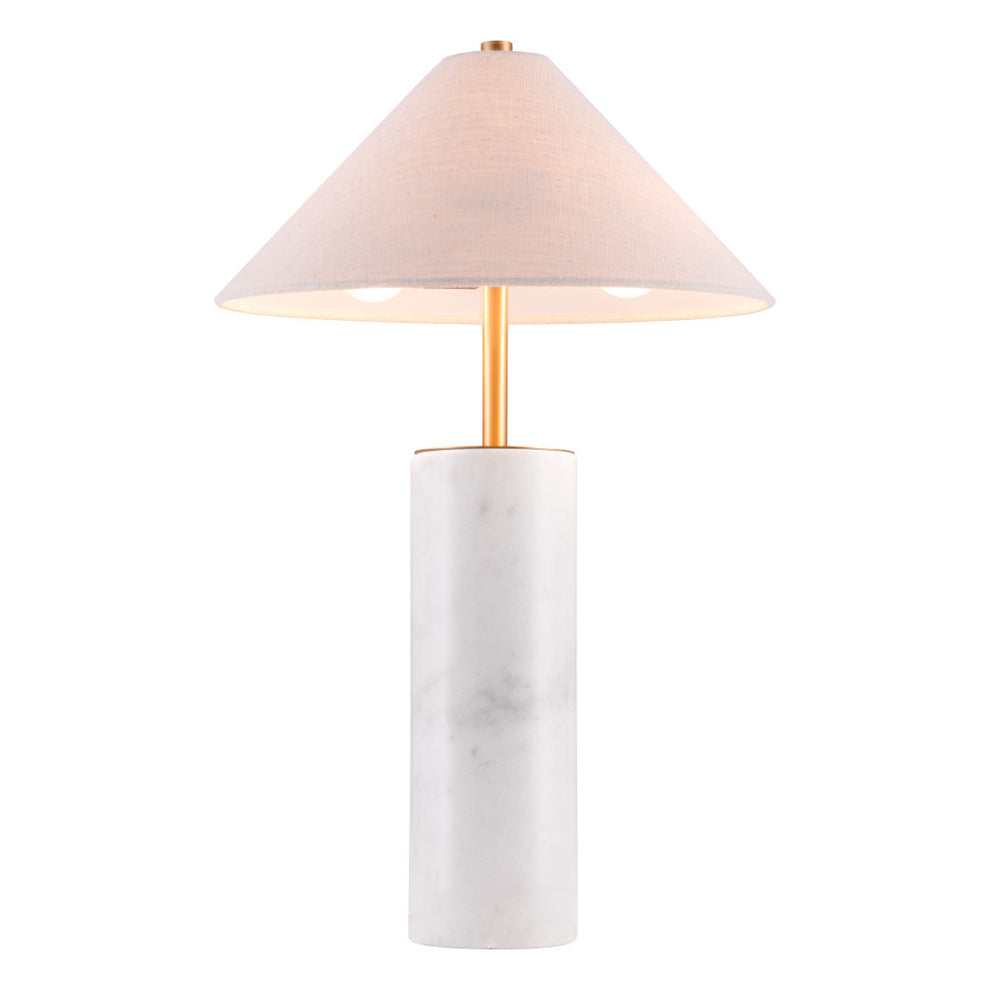 White Metal Bedside Table Lamp With Beige Empire Shade By Homeroots | Table Lamps | Modishstore - 6