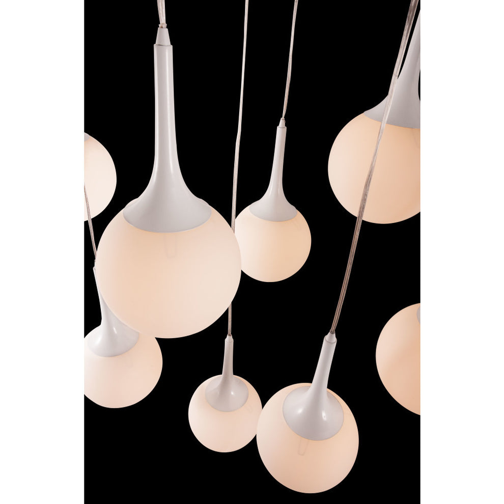 White Shaded Nine Light Metal Dimmable Ceiling Light By Homeroots | Chandeliers | Modishstore - 5