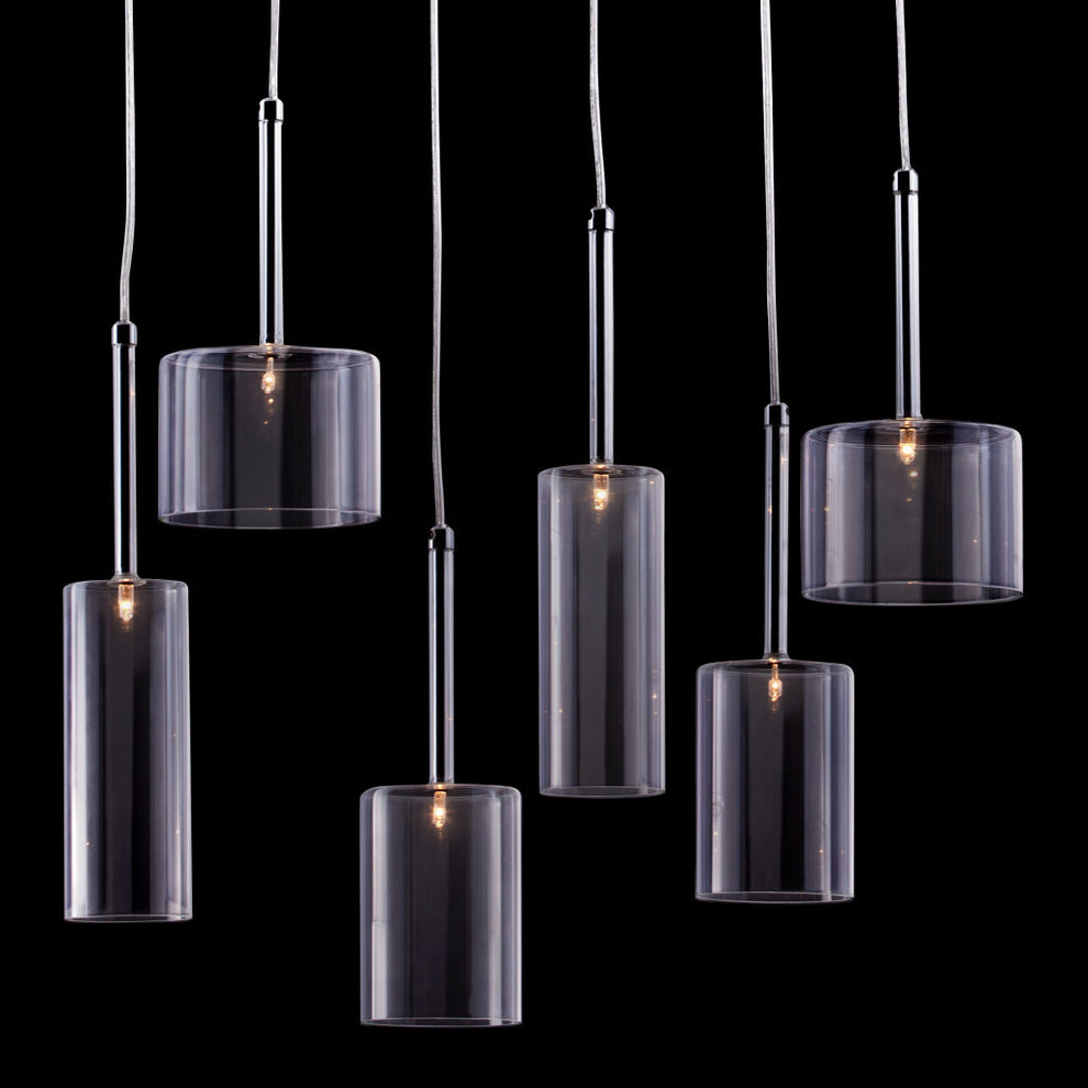 Silver Kitchen Island Six Light Metal LED Ceiling Light With Shades By Homeroots | Chandeliers | Modishstore - 8