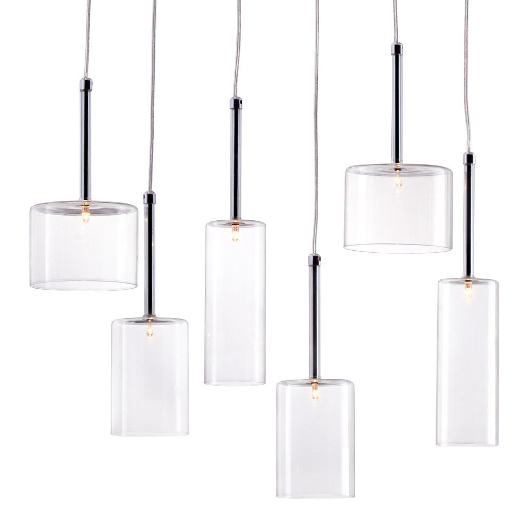 Silver Kitchen Island Six Light Metal LED Ceiling Light With Shades By Homeroots | Chandeliers | Modishstore - 4