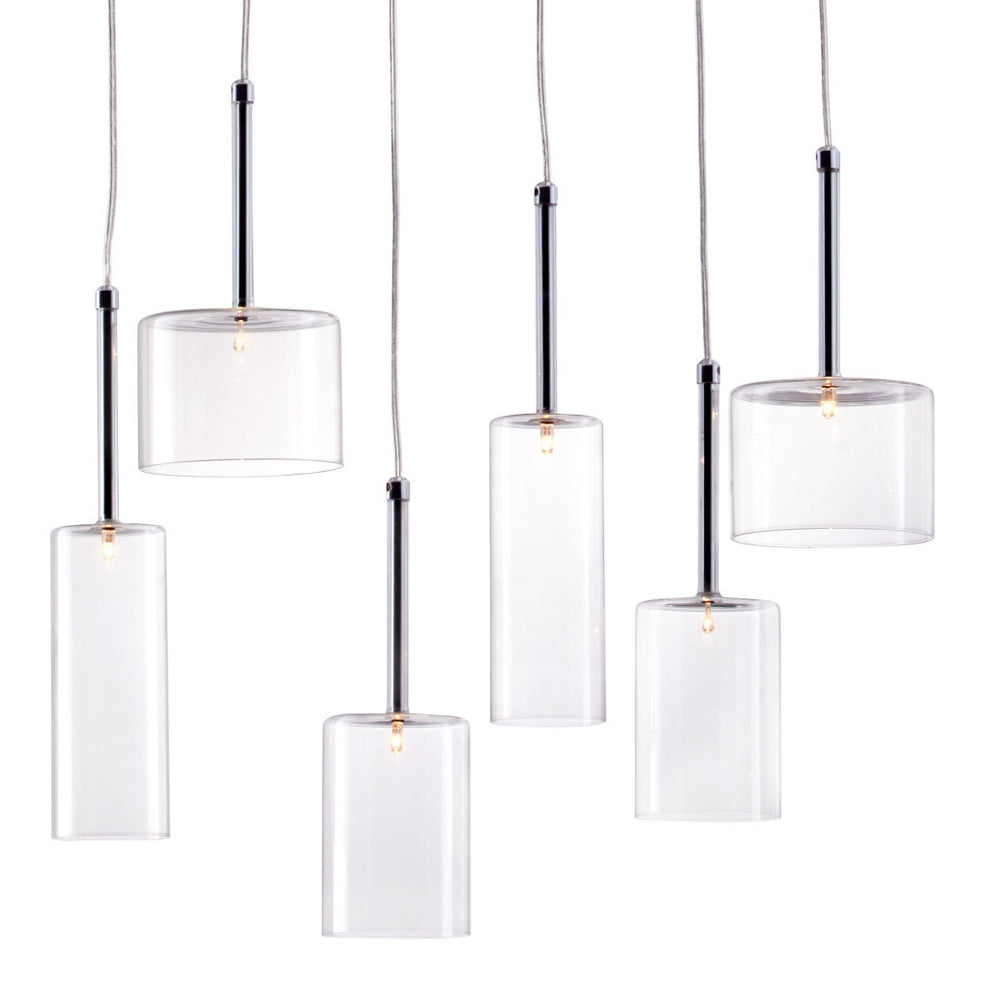 Silver Kitchen Island Six Light Metal LED Ceiling Light With Shades By Homeroots | Chandeliers | Modishstore - 2