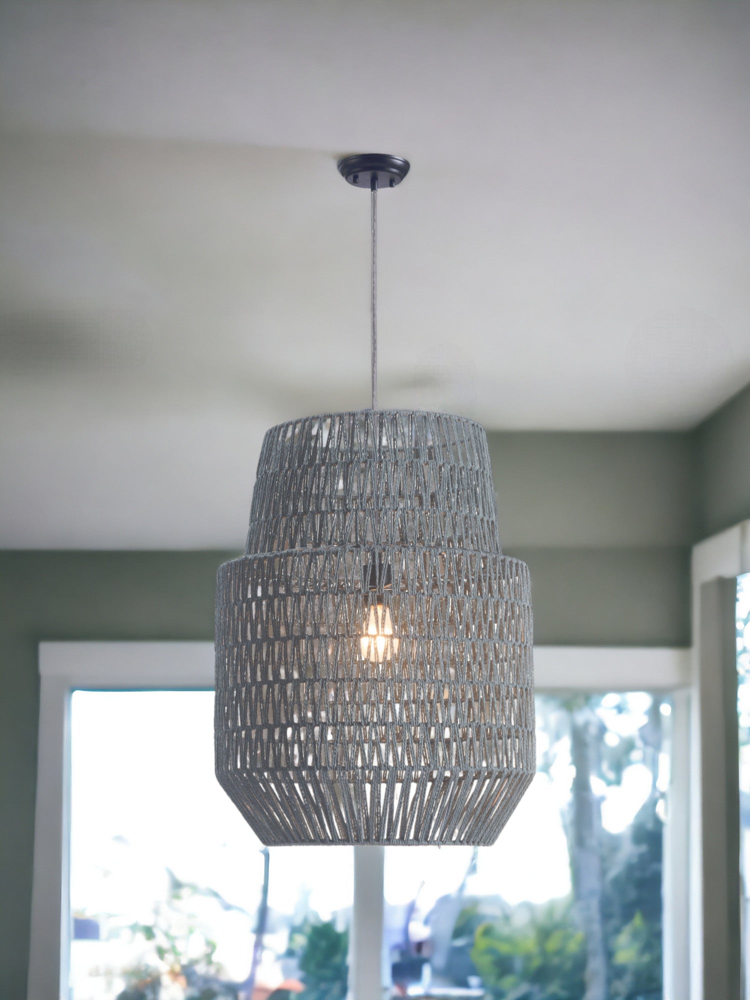 Gray Night Sky Zig Zag Ceiling Lamp By Homeroots | Chandeliers | Modishstore - 6