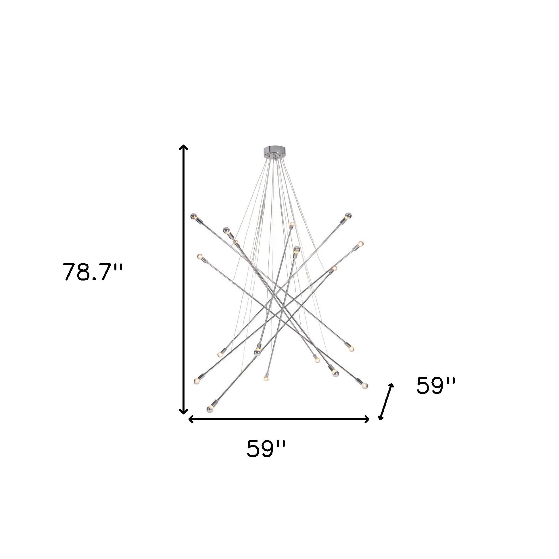 Silver Multi Light Metal Dimmable Chandelier By Homeroots | Chandeliers | Modishstore - 7