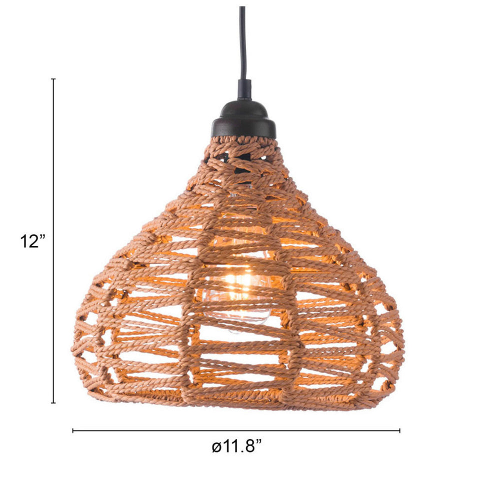 Natural Lantern Metal Dimmable Ceiling Light With Natural Shades By Homeroots | Chandeliers | Modishstore - 7