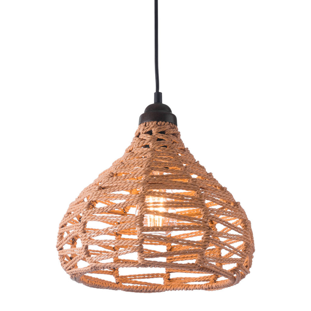 Natural Lantern Metal Dimmable Ceiling Light With Natural Shades By Homeroots | Chandeliers | Modishstore - 4