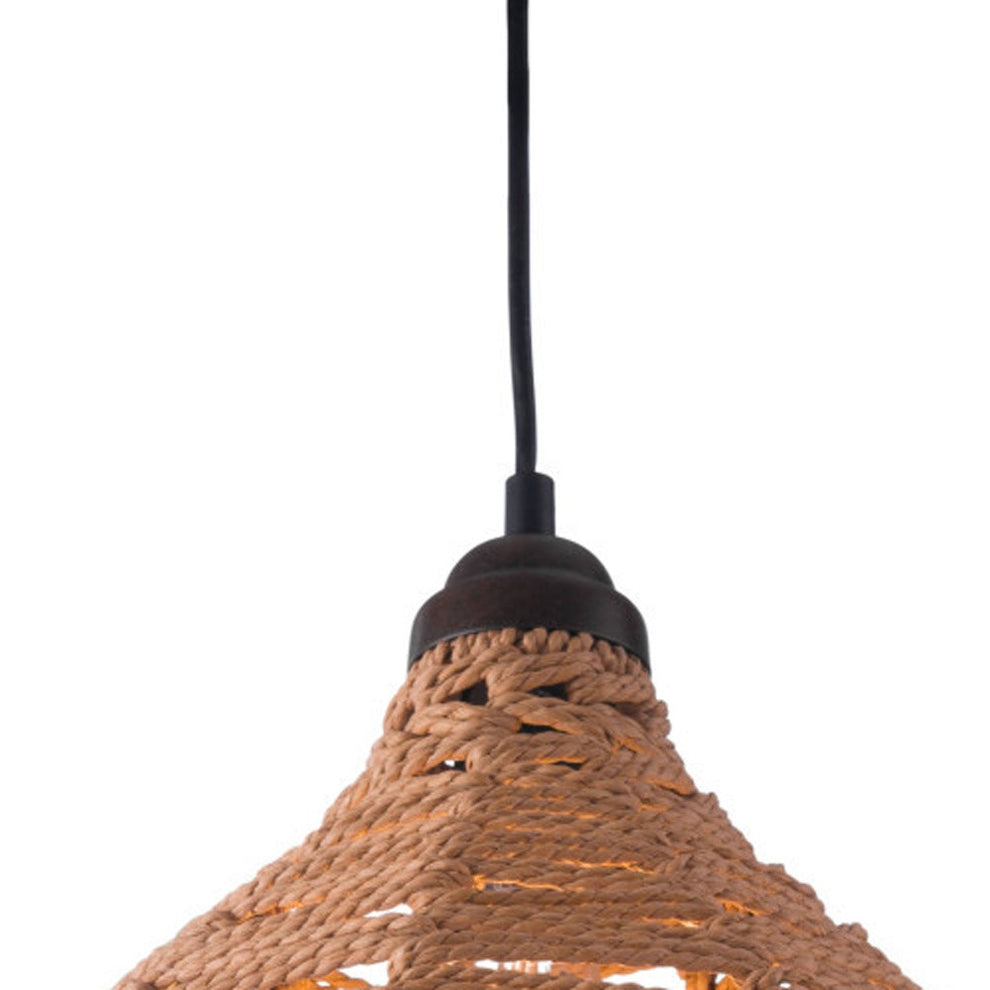 Natural Lantern Metal Dimmable Ceiling Light With Natural Shades By Homeroots | Chandeliers | Modishstore - 5