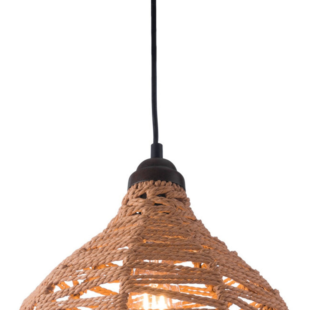 Natural Lantern Metal Dimmable Ceiling Light With Natural Shades By Homeroots | Chandeliers | Modishstore - 2
