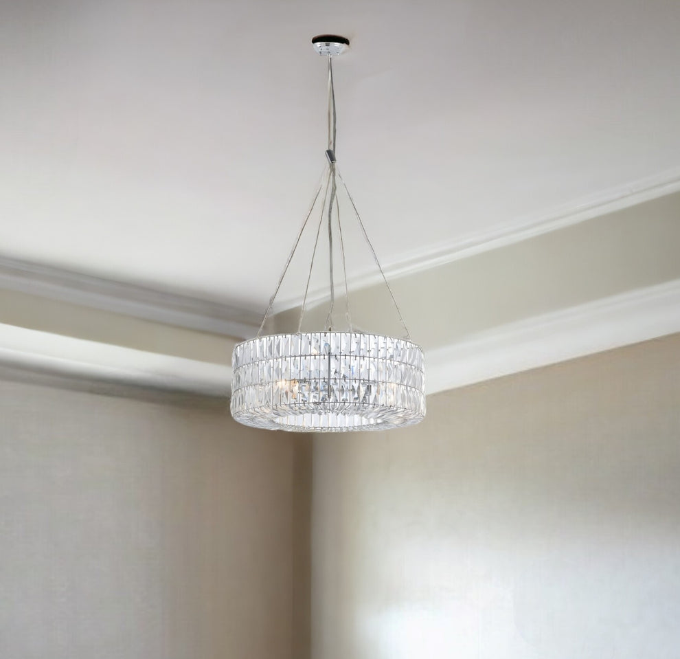 Silver Lantern Metal Chandelier With Silver Shades By Homeroots | Chandeliers | Modishstore - 6