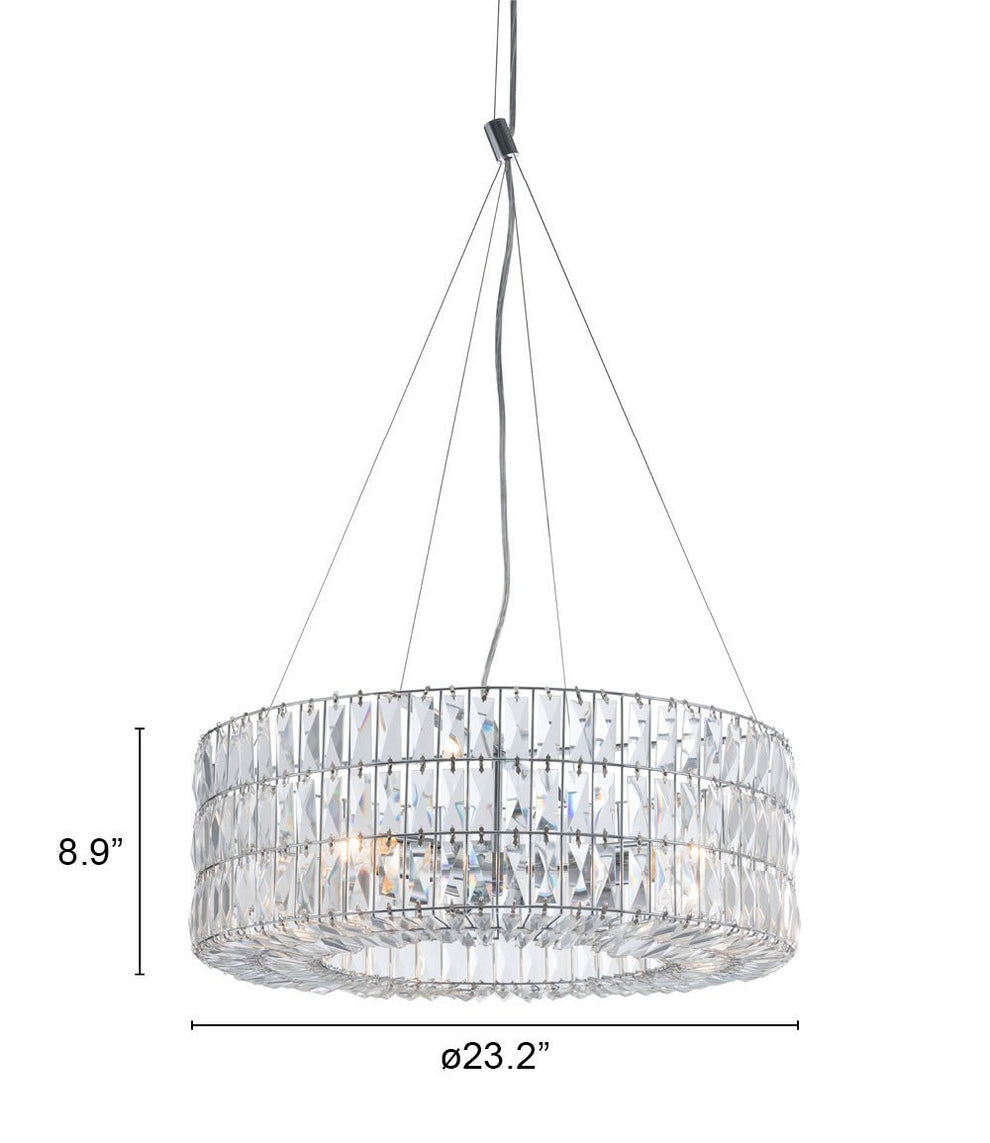 Silver Lantern Metal Chandelier With Silver Shades By Homeroots | Chandeliers | Modishstore - 2