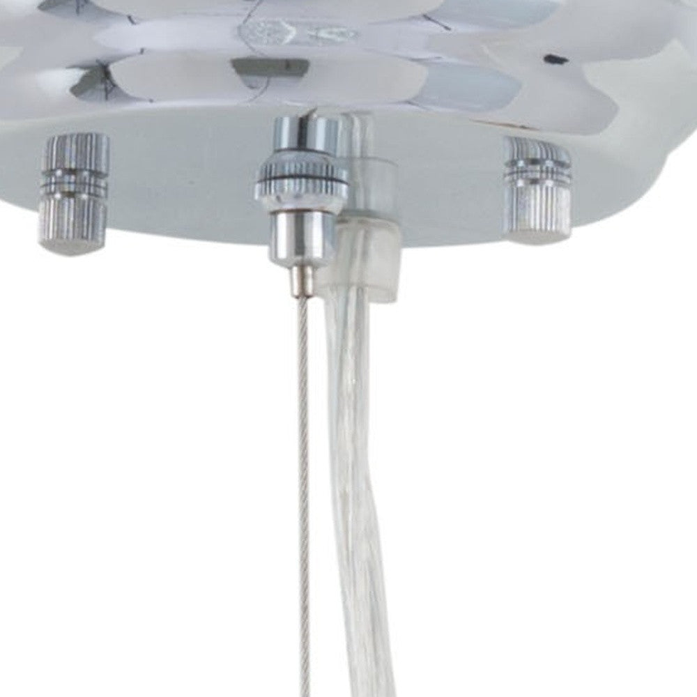 Silver Lantern Metal Chandelier With Silver Shades By Homeroots | Chandeliers | Modishstore - 3