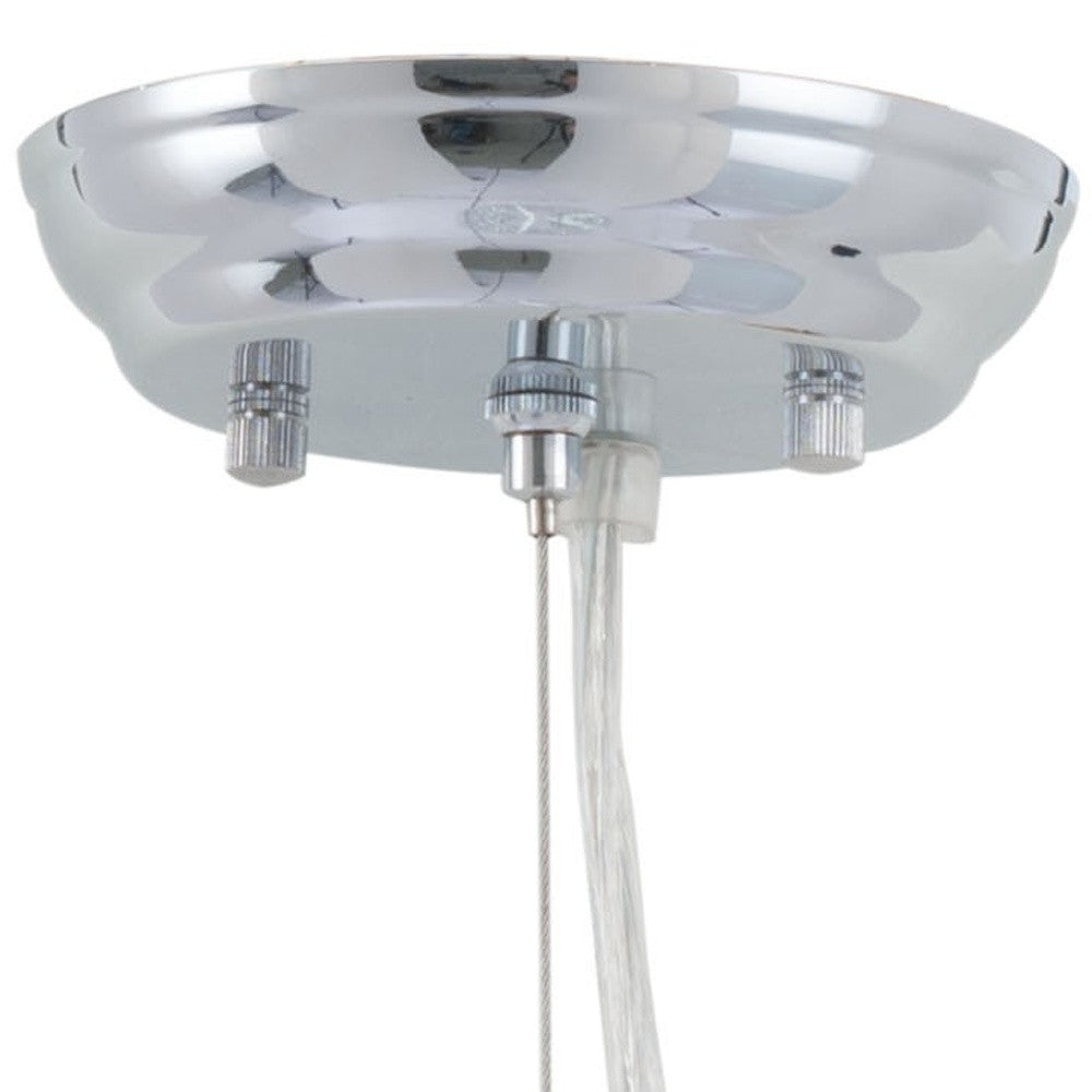 Silver Lantern Metal Chandelier With Silver Shades By Homeroots | Chandeliers | Modishstore - 4