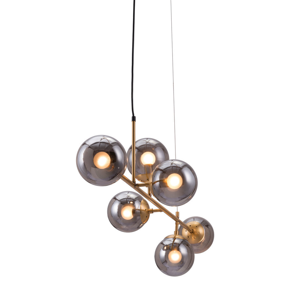 Gold Kitchen Island Six Light Metal Dimmable Ceiling Light With Clear Shades By Homeroots | Chandeliers | Modishstore - 6