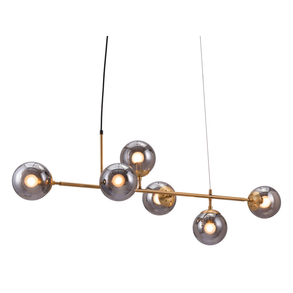 Gold Kitchen Island Six Light Metal Dimmable Ceiling Light With Clear Shades By Homeroots | Chandeliers | Modishstore - 5