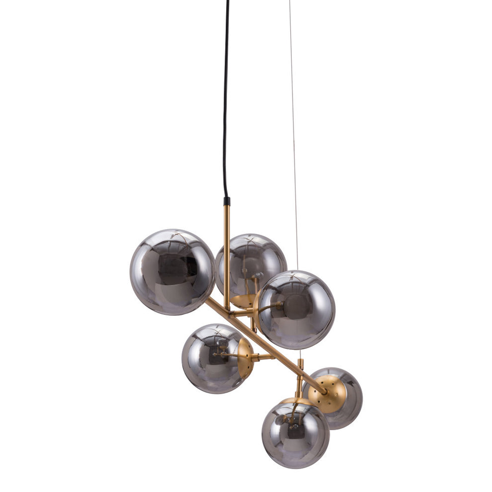 Gold Kitchen Island Six Light Metal Dimmable Ceiling Light With Clear Shades By Homeroots | Chandeliers | Modishstore - 3