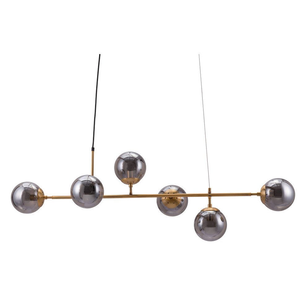 Gold Kitchen Island Six Light Metal Dimmable Ceiling Light With Clear Shades By Homeroots | Chandeliers | Modishstore - 2