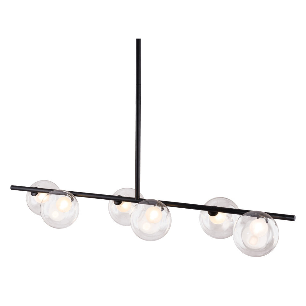 Black Kitchen Island Six Light Metal Ceiling Light By Homeroots | Chandeliers | Modishstore - 6