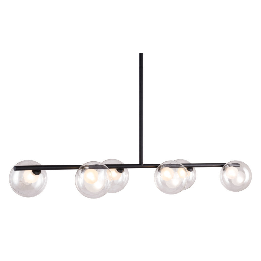 Black Kitchen Island Six Light Metal Ceiling Light By Homeroots | Chandeliers | Modishstore - 4