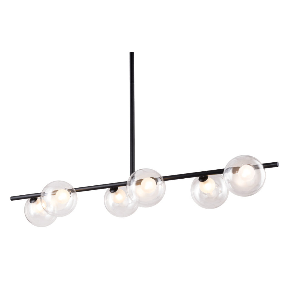 Black Kitchen Island Six Light Metal Ceiling Light By Homeroots | Chandeliers | Modishstore - 5