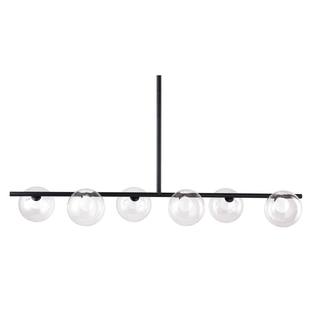 Black Kitchen Island Six Light Metal Ceiling Light By Homeroots | Chandeliers | Modishstore - 2