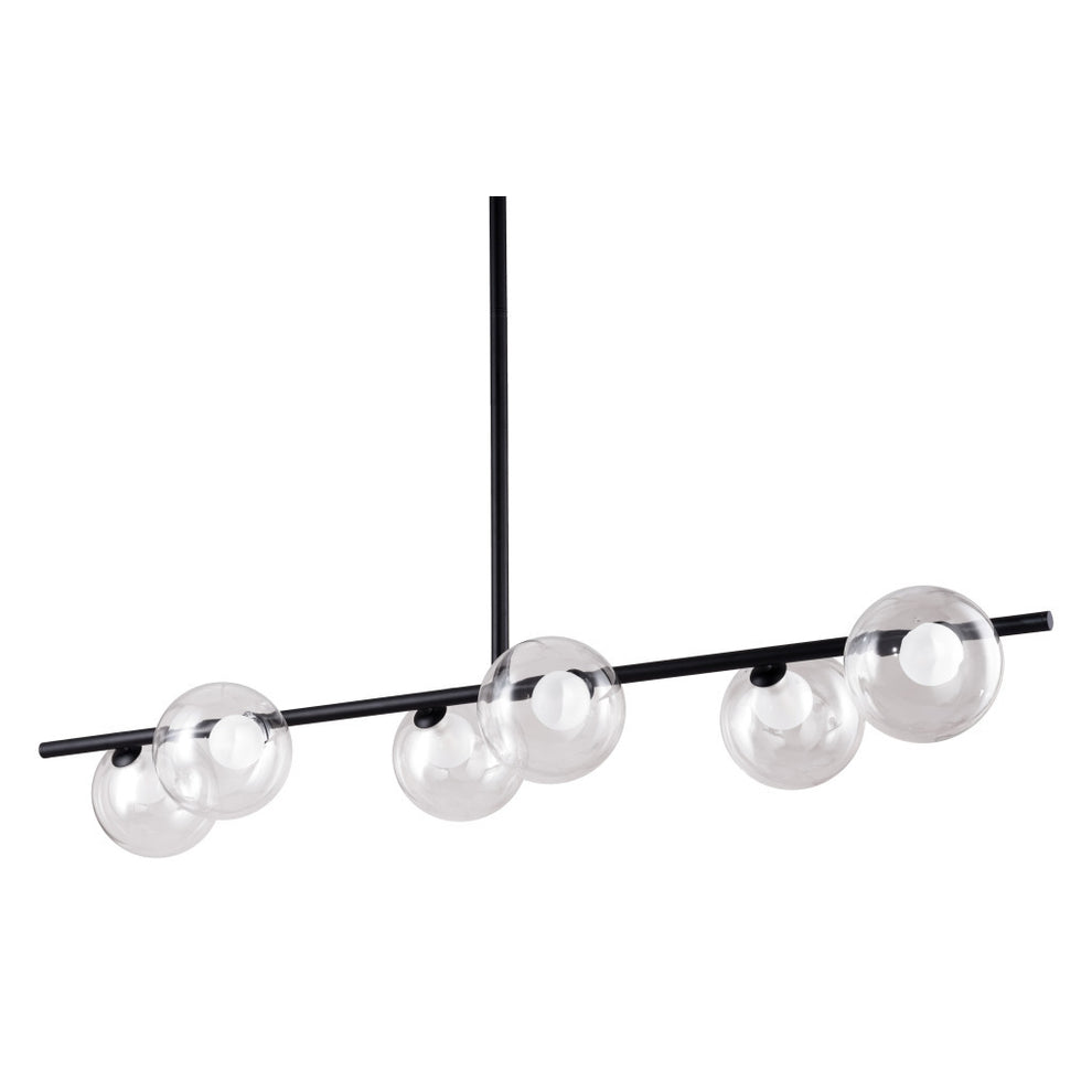 Black Kitchen Island Six Light Metal Ceiling Light By Homeroots | Chandeliers | Modishstore - 8