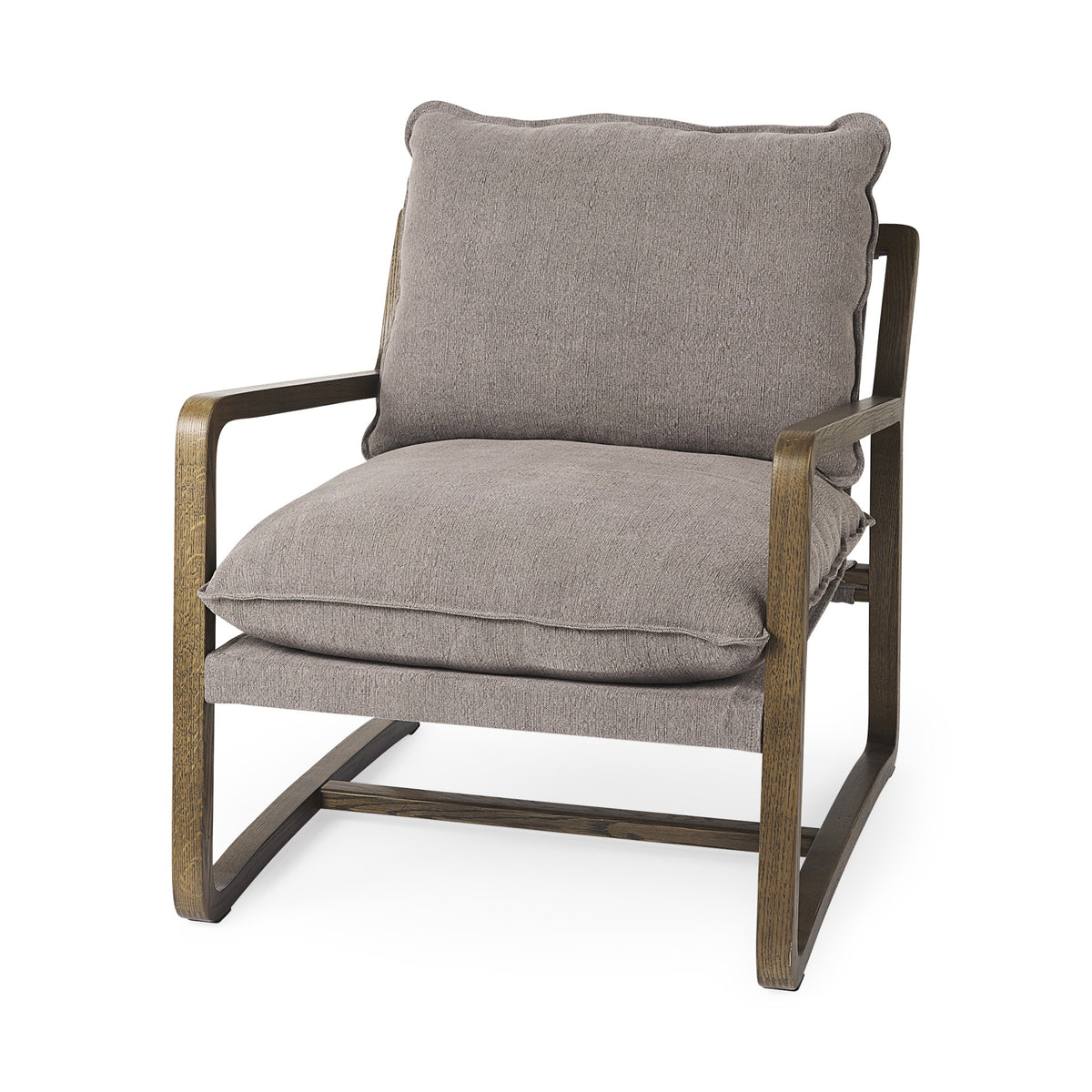 Gray and Brown Fabric Lounge Chair By Homeroots | Accent Chairs | Modishstore - 1