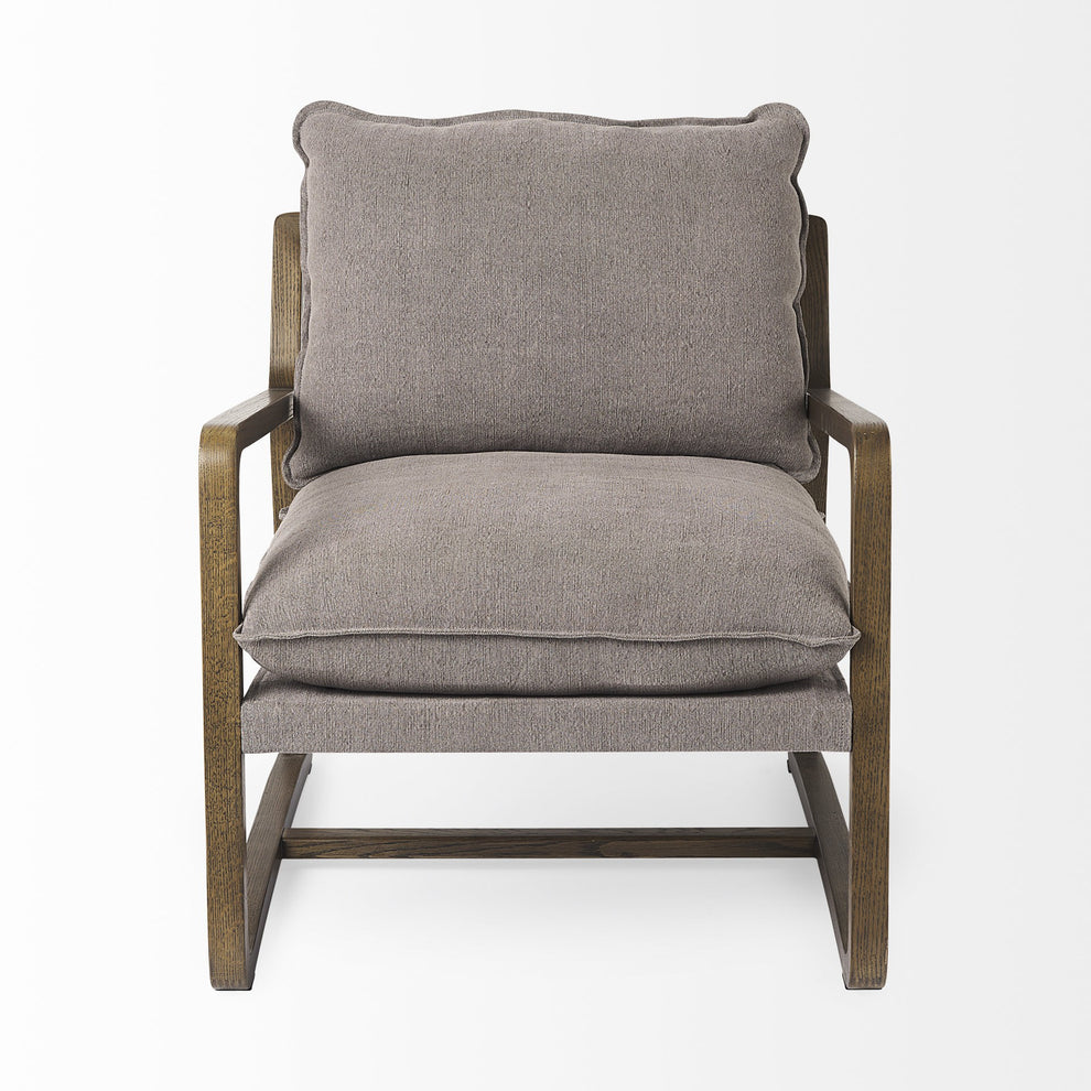 Gray and Brown Fabric Lounge Chair By Homeroots | Accent Chairs | Modishstore - 3
