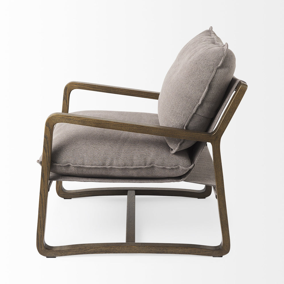 Gray and Brown Fabric Lounge Chair By Homeroots | Accent Chairs | Modishstore - 4