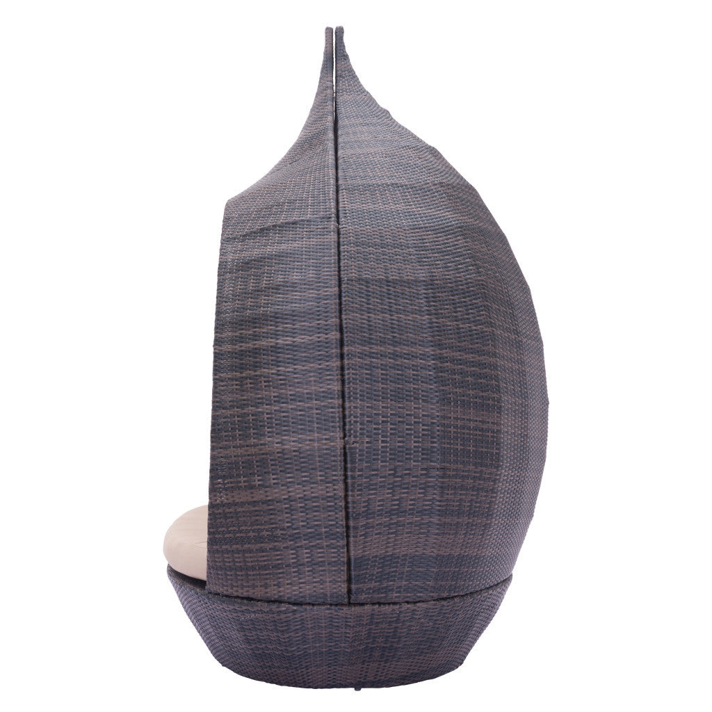 Teardrop Shaped Brown and Beige Daybed By Homeroots | Outdoor Sofas, Loveseats & Sectionals | Modishstore - 5