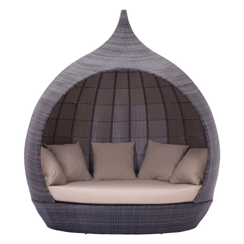 Teardrop Shaped Brown and Beige Daybed By Homeroots | Outdoor Sofas, Loveseats & Sectionals | Modishstore - 2