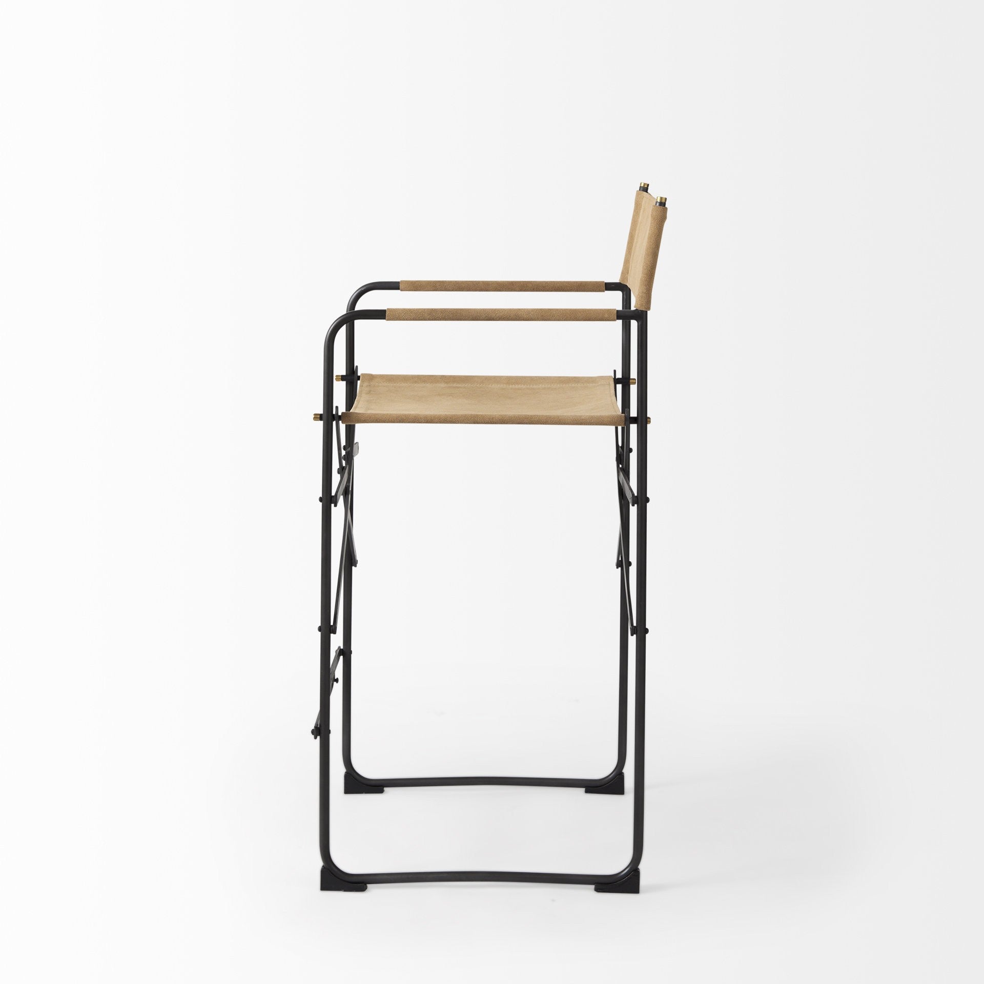 Brown And Black Leather And Metal Bar Chair By Homeroots | Bar Stools | Modishstore - 4