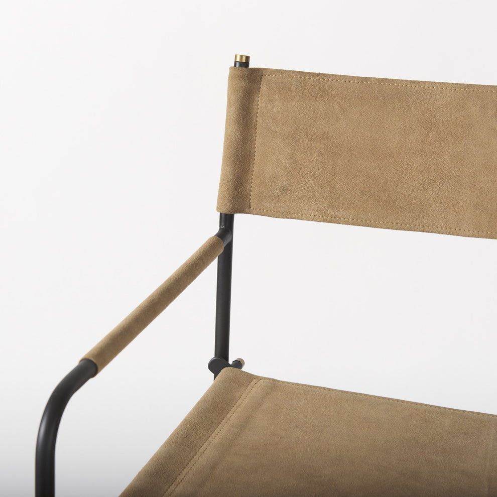 Brown And Black Leather And Metal Bar Chair By Homeroots | Bar Stools | Modishstore - 7