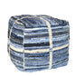 Blue Striped Square Pouf By Homeroots | Ottomans | Modishstore - 1