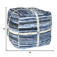 Blue Striped Square Pouf By Homeroots | Ottomans | Modishstore - 6